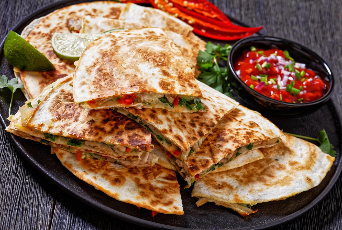 Mexican food truck meal prepared with fresh ingredients