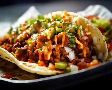 Al pastor tacos with pineapple and cilantro in Los Angeles