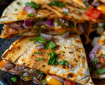 Birria quesadilla with melted cheese from a Los Angeles food truck