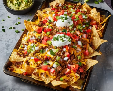 Mexican nachos with fresh toppings served in Los Angeles