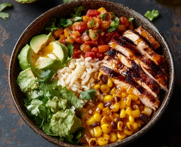 Mexican taco bowl with fresh ingredients served in Los Angeles