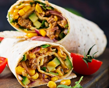 Fresh veggie burrito from a Mexican food truck in Los Angeles