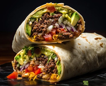 Fresh Mexican burrito served by a food truck in Downtown Los Angeles