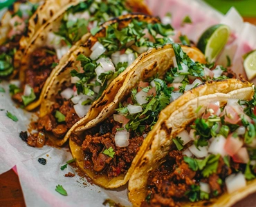Carne asada street tacos from a Los Angeles Mexican food truck